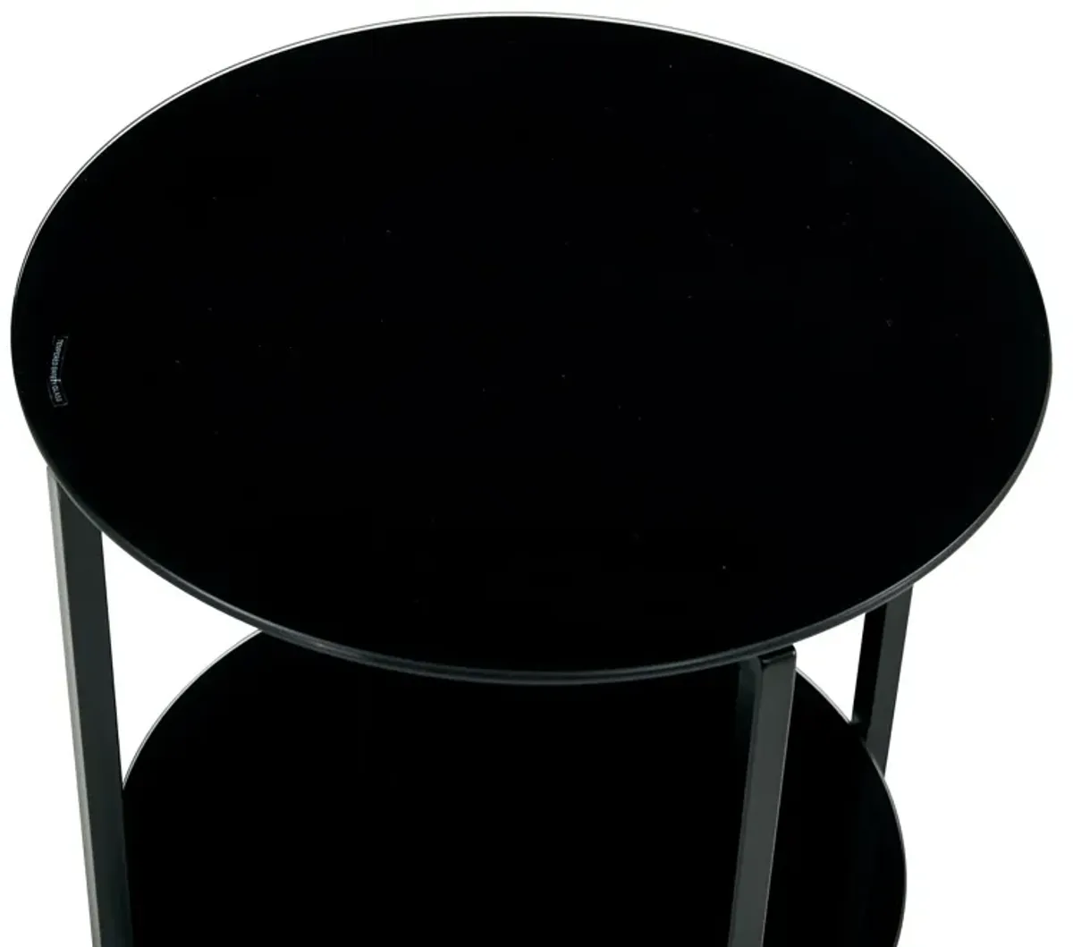 JWS Tempered Glass End Table (Set of 2) , Round Coffee Table For Bedroom Living Room Office - Black