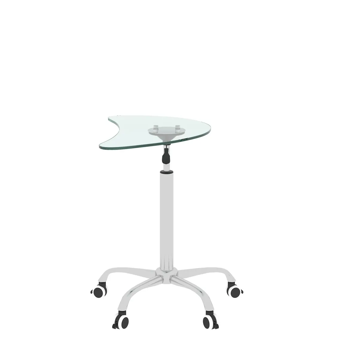 Adjustable Height Black Tempered Glass Table Desk Table With Lockable Wheels