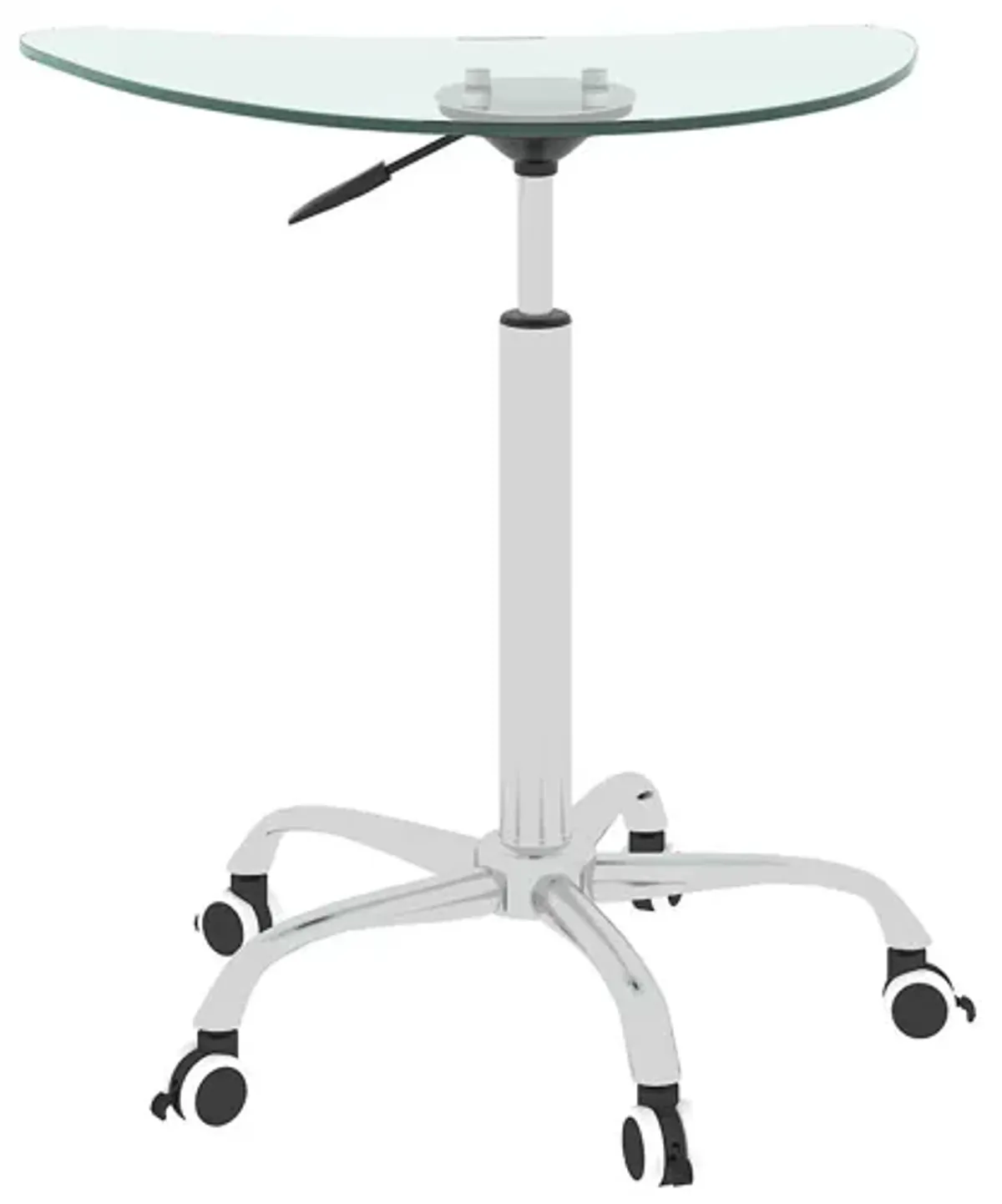 Adjustable Height Black Tempered Glass Table Desk Table With Lockable Wheels