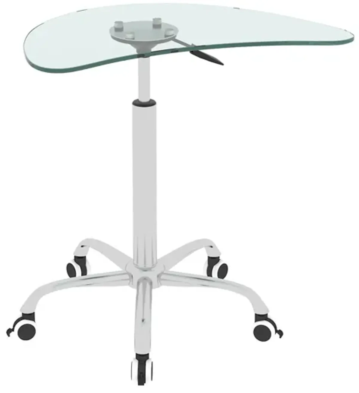 Adjustable Height Black Tempered Glass Table Desk Table With Lockable Wheels