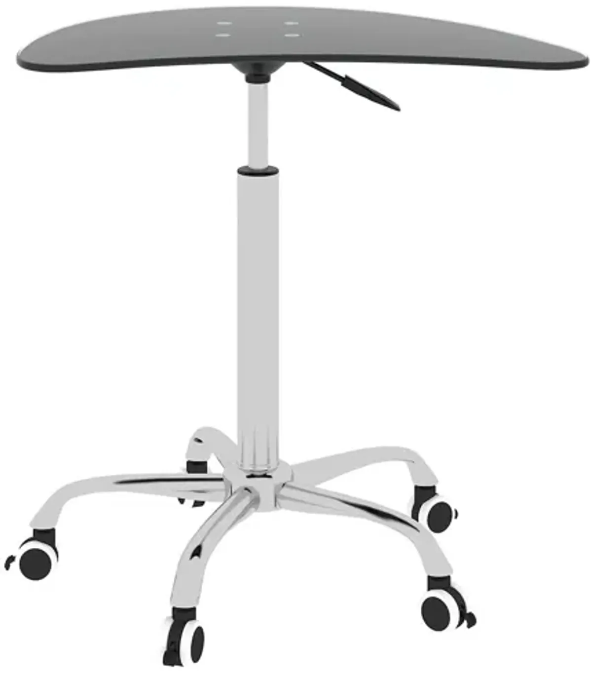 Adjustable Height Black Tempered Glass Table Desk Table With Lockable Wheels