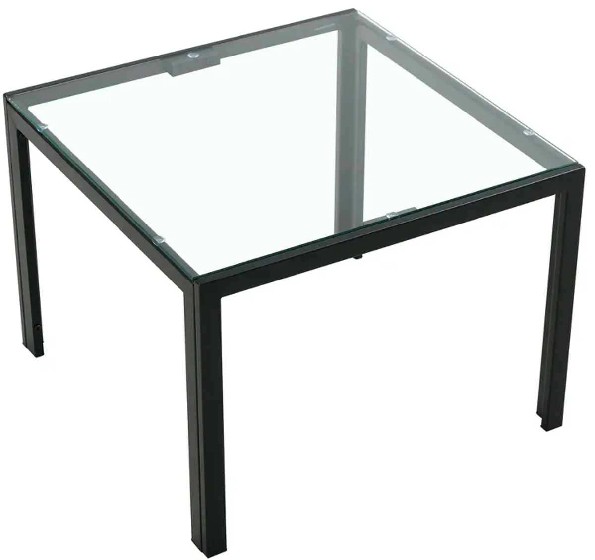 Coffee Table (Set of 2), Square Modern Table With Tempered Glass Finish For Living Room