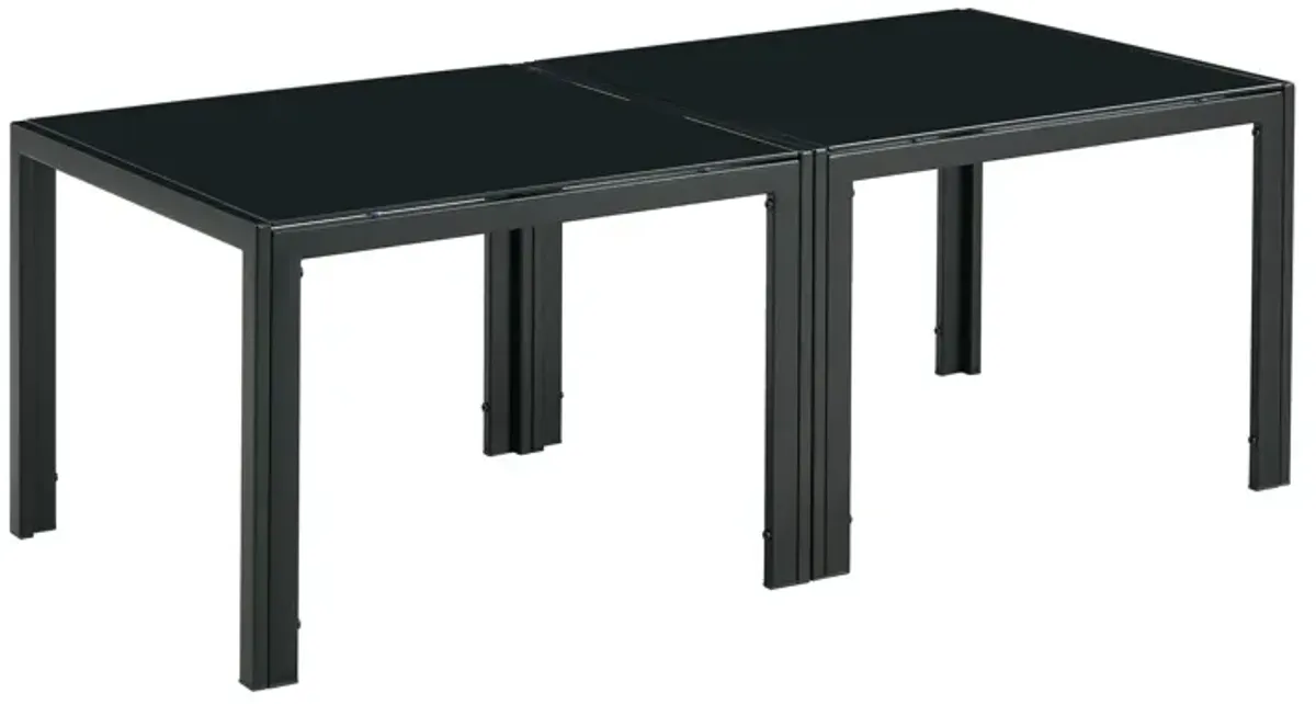 Coffee Table (Set of 2), Square Modern Table With Tempered Glass Finish For Living Room