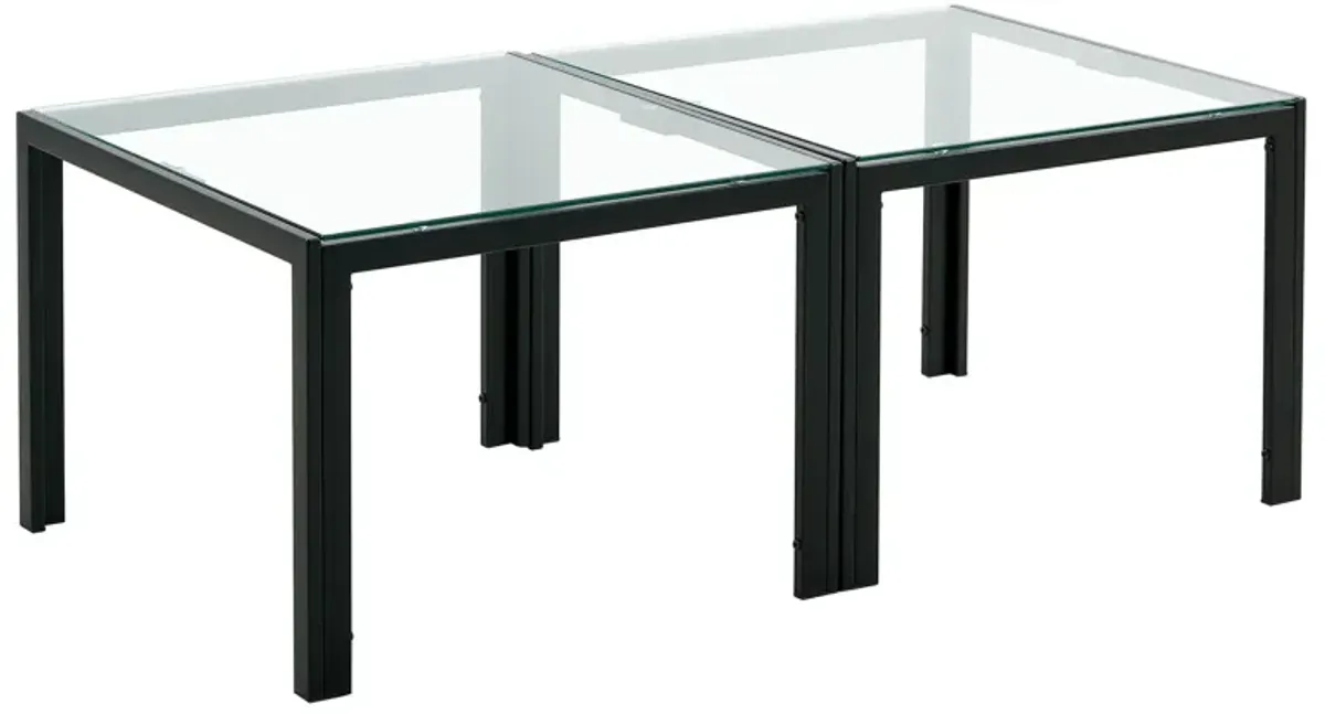 Coffee Table (Set of 2), Square Modern Table With Tempered Glass Finish For Living Room