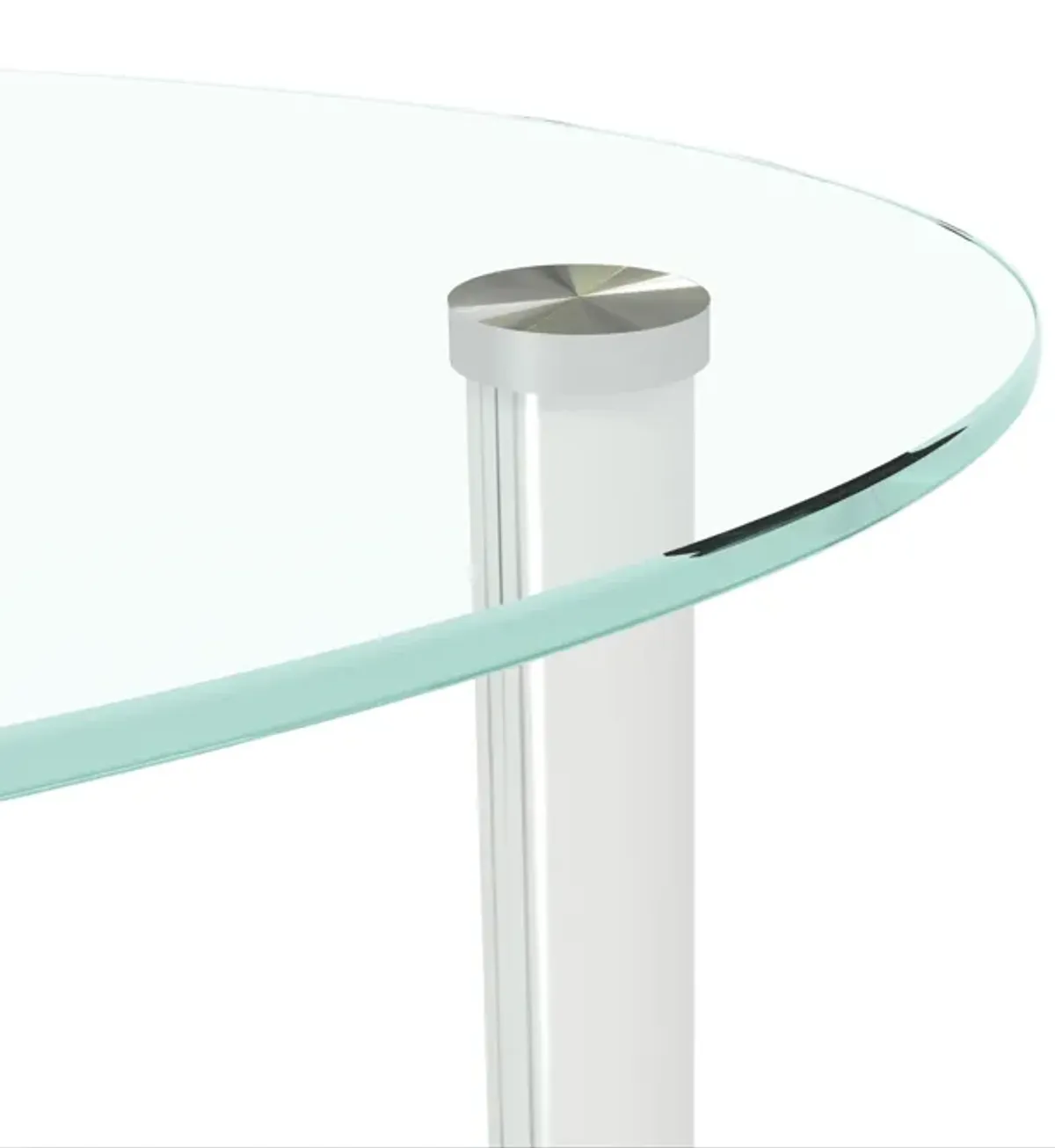 Transparent Oval Glass Coffee Table, Modern Table In Living Room Oak Wood Leg Tea Table 3-Layer Glass Table