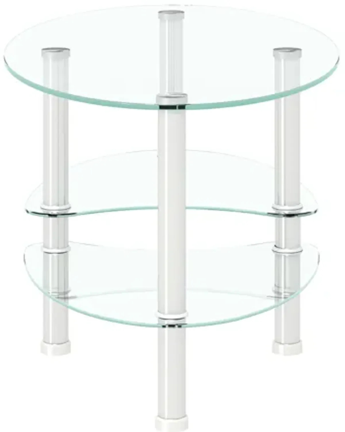 Transparent Oval Glass Coffee Table, Modern Table In Living Room Oak Wood Leg Tea Table 3-Layer Glass Table