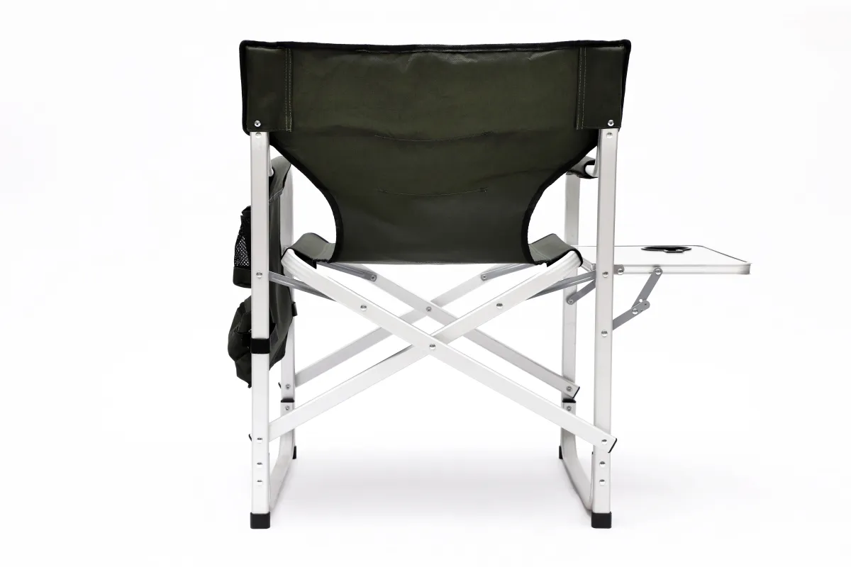 Padded Folding Outdoor Chair With Side Table And Storage Pockets, Lightweight Oversized Directors Chair For Indoor, Outdoor Camping, Picnics And Fishing