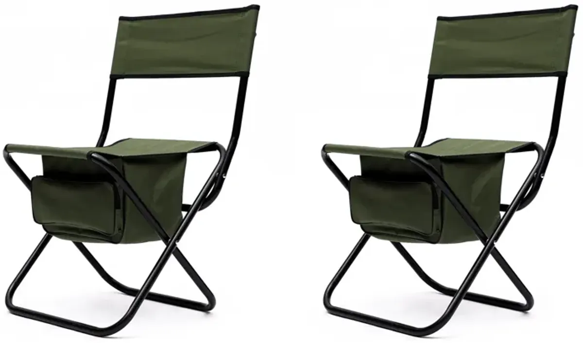 Folding Outdoor Chairs With Storage Bag, Portable Chair For Indoor, Outdoor Camping, Picnics And Fishing (Set of 2)