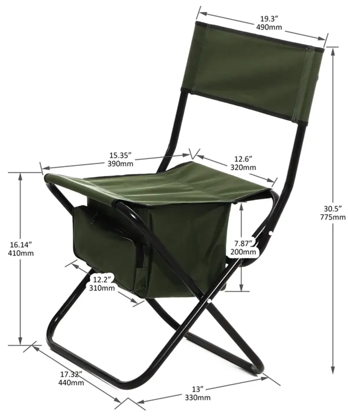 Folding Outdoor Chairs With Storage Bag, Portable Chair For Indoor, Outdoor Camping, Picnics And Fishing (Set of 2)