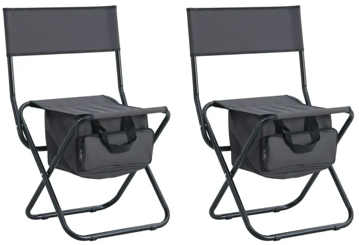 Folding Outdoor Chairs With Storage Bag, Portable Chair For Indoor, Outdoor Camping, Picnics And Fishing (Set of 2)