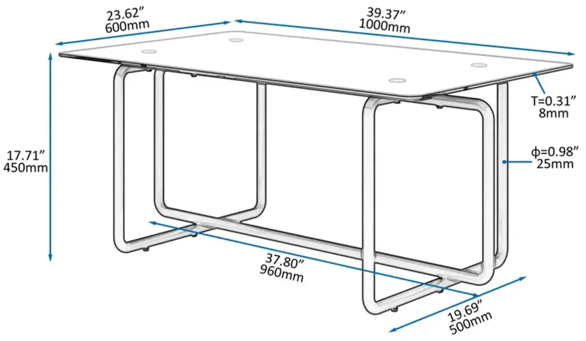 Modern Tempered Glass Tea Table Coffee Table, Table For Living Room