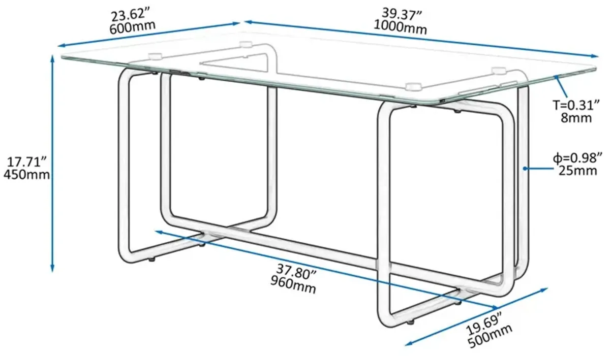 Modern Tempered Glass Tea Table Coffee Table, Table For Living Room