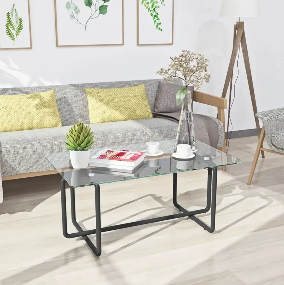 Modern Tempered Glass Tea Table Coffee Table, Table For Living Room