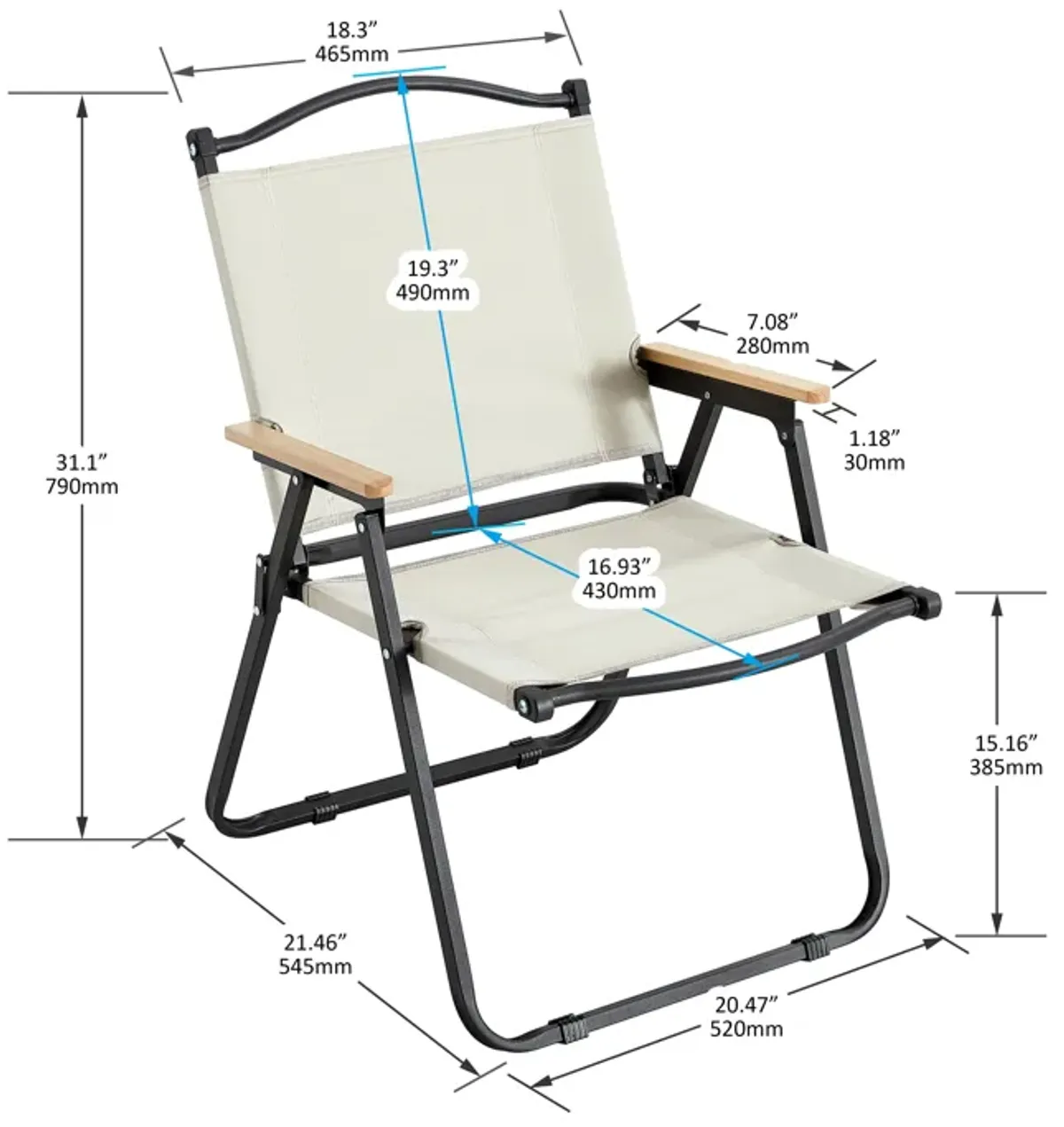 Folding Outdoor Chair For Indoor, Outdoor Camping, Picnics, Beach, Backyard, Bbq, Party, Patio