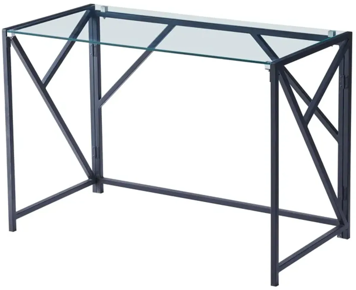 Tempered Clear Glass Computer Desk, Laptop Desk Transparent Glass Laptop Table, Small Study Desk