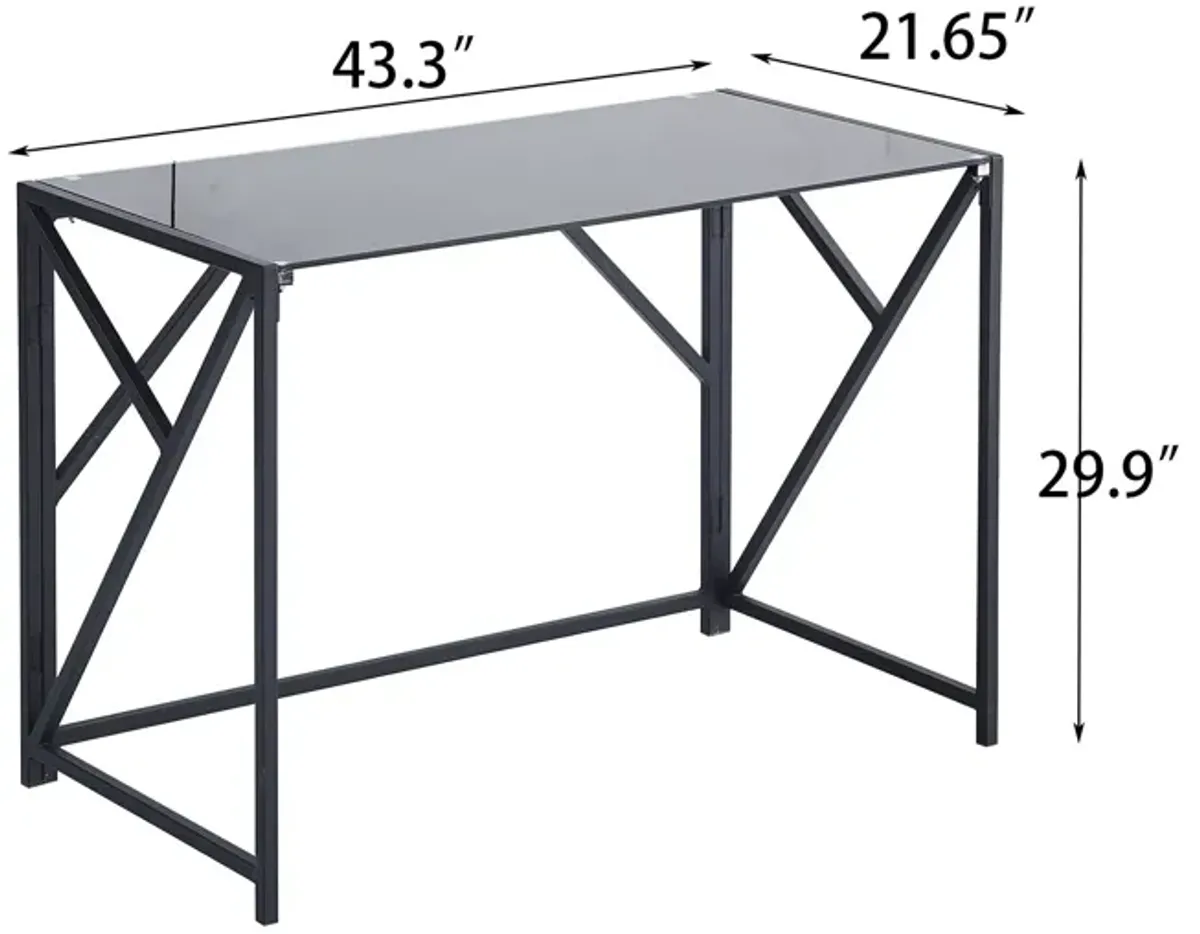 Tempered Clear Glass Computer Desk, Laptop Desk Transparent Glass Laptop Table, Small Study Desk