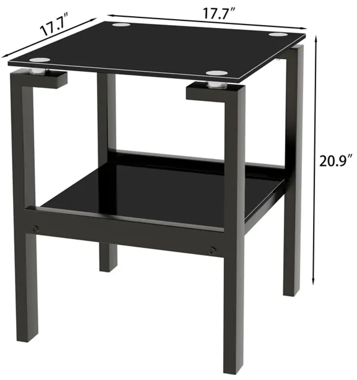 Tempered Glass End Table With 2 Layer, Small Side Table For Living Room