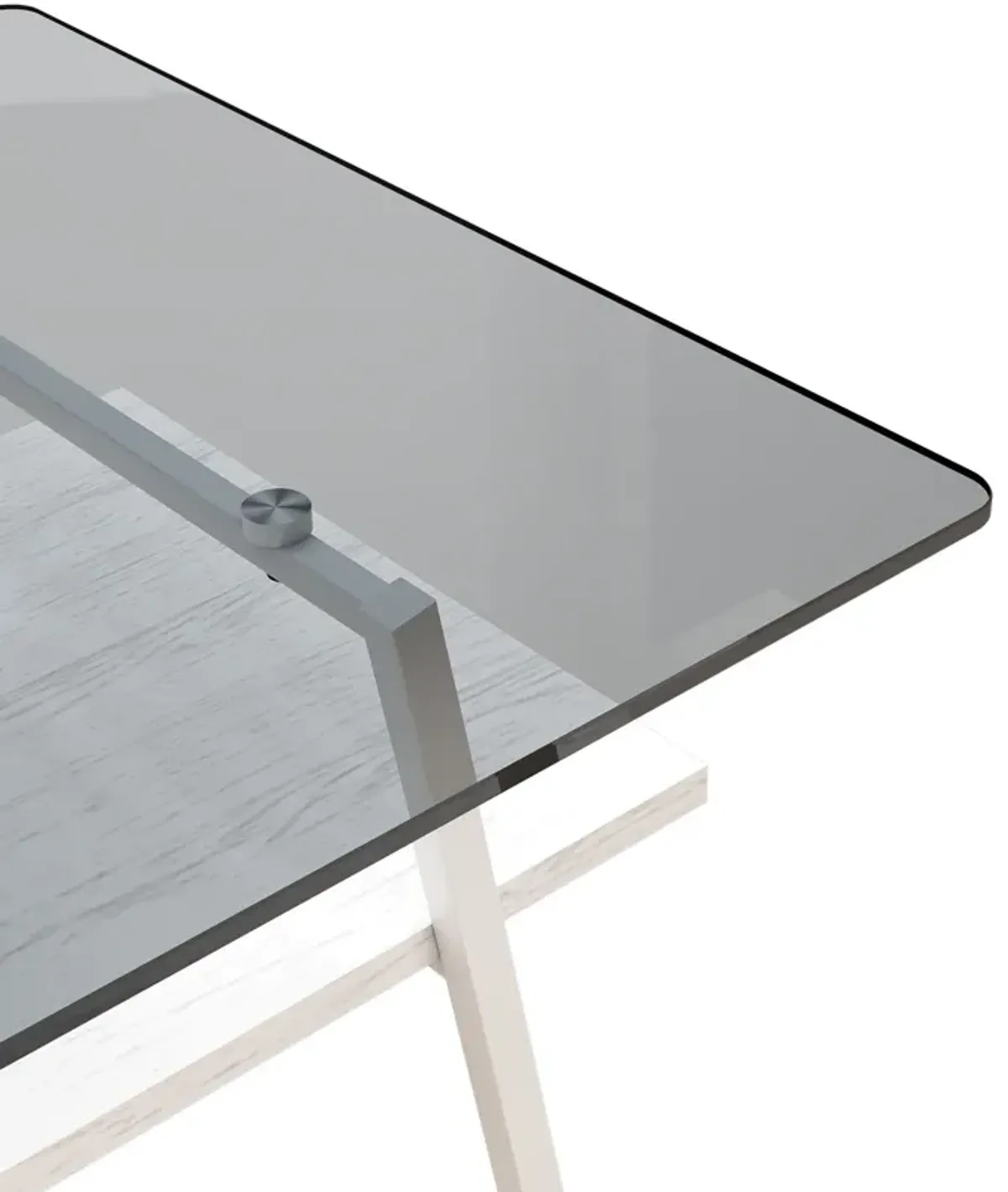 Rectangle Coffee Table, Tempered Glass Tabletop With Metal Legs, Modern Table For Living Room - Black Glass