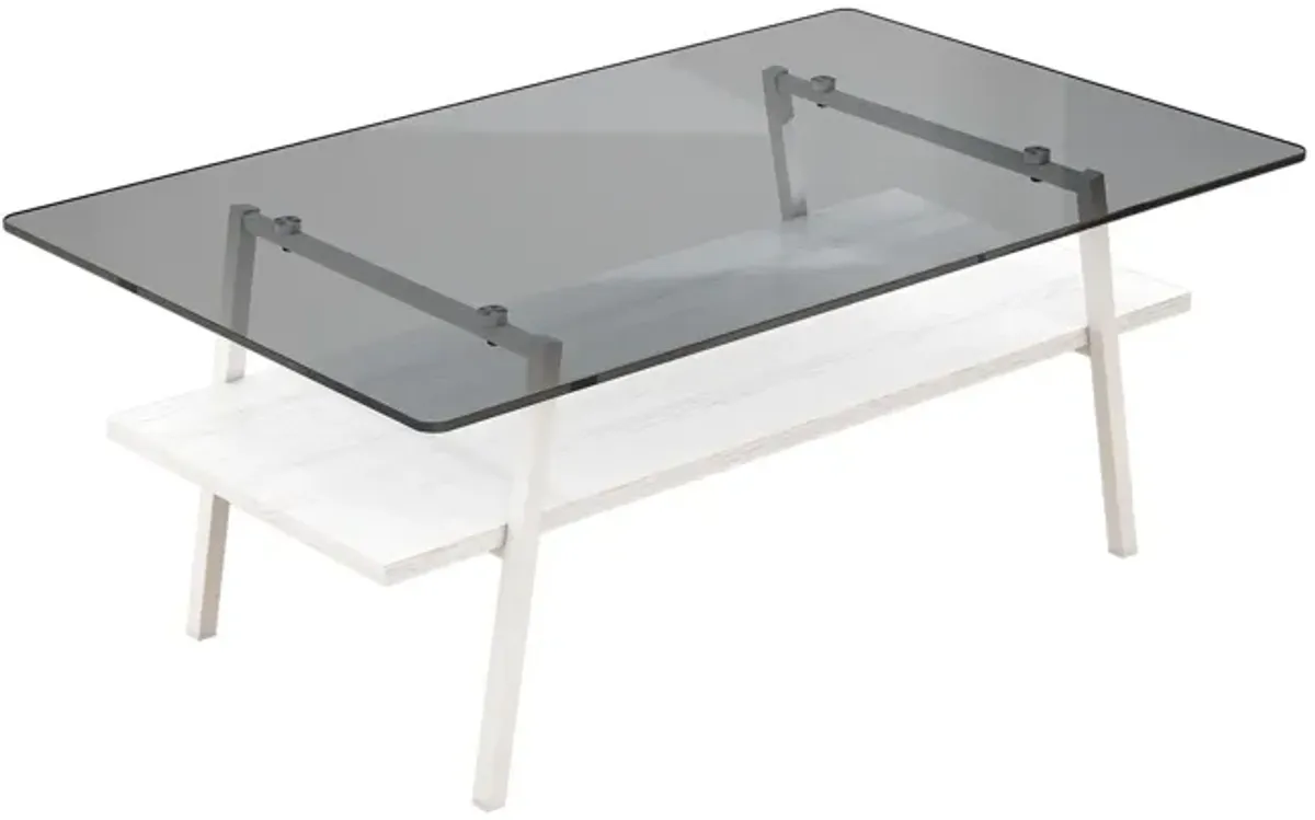 Rectangle Coffee Table, Tempered Glass Tabletop With Metal Legs, Modern Table For Living Room - Black Glass