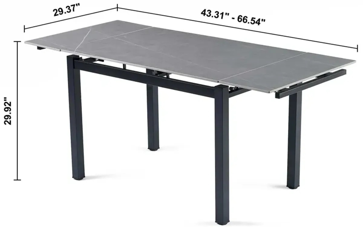 Ceramic Modern Rectangular Expandable Dining Room Table For Space-Saving Kitchen Small Space Table