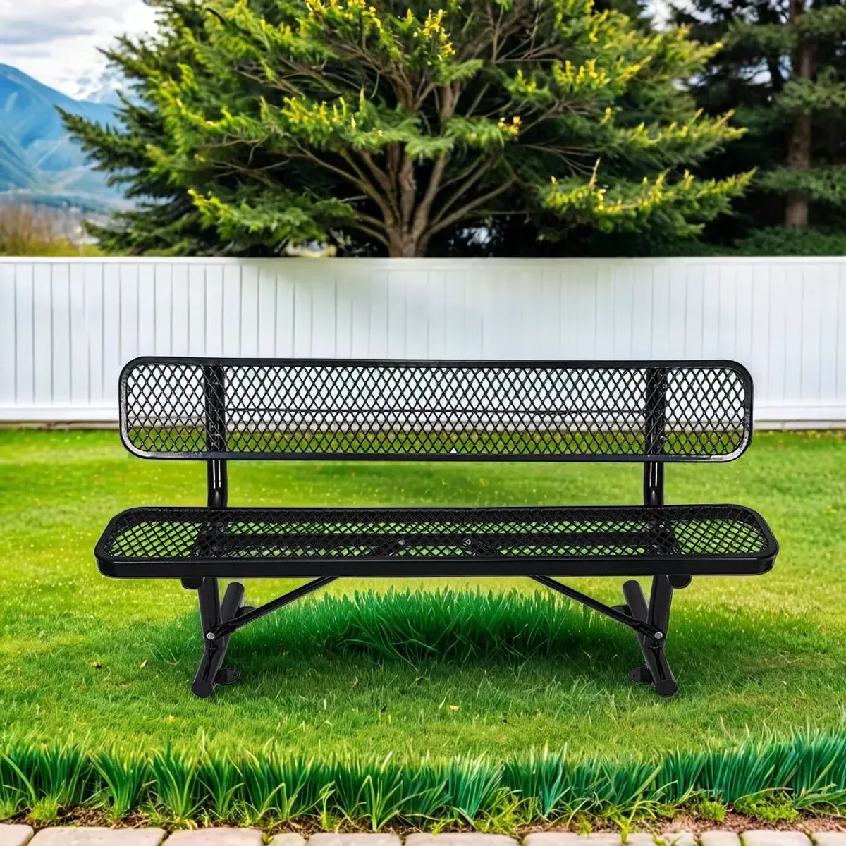 Outdoor Steel Bench With Backrest