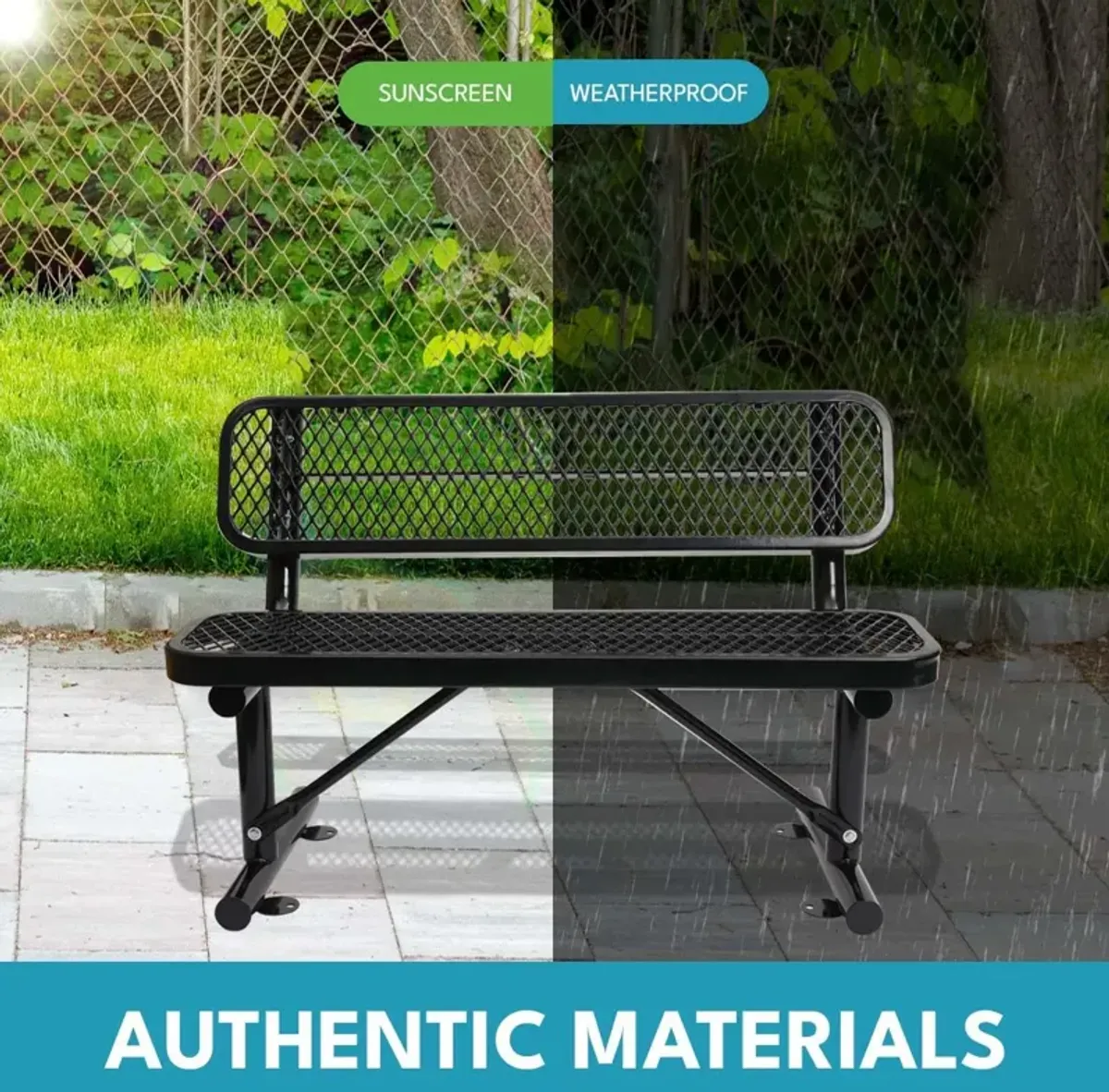 Outdoor Steel Bench With Backrest