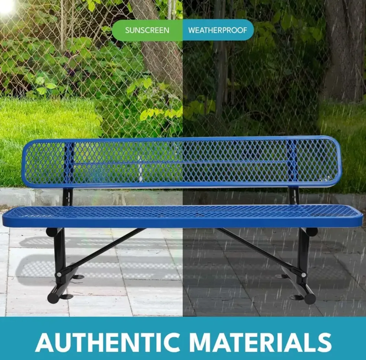 Outdoor Steel Bench With Backrest