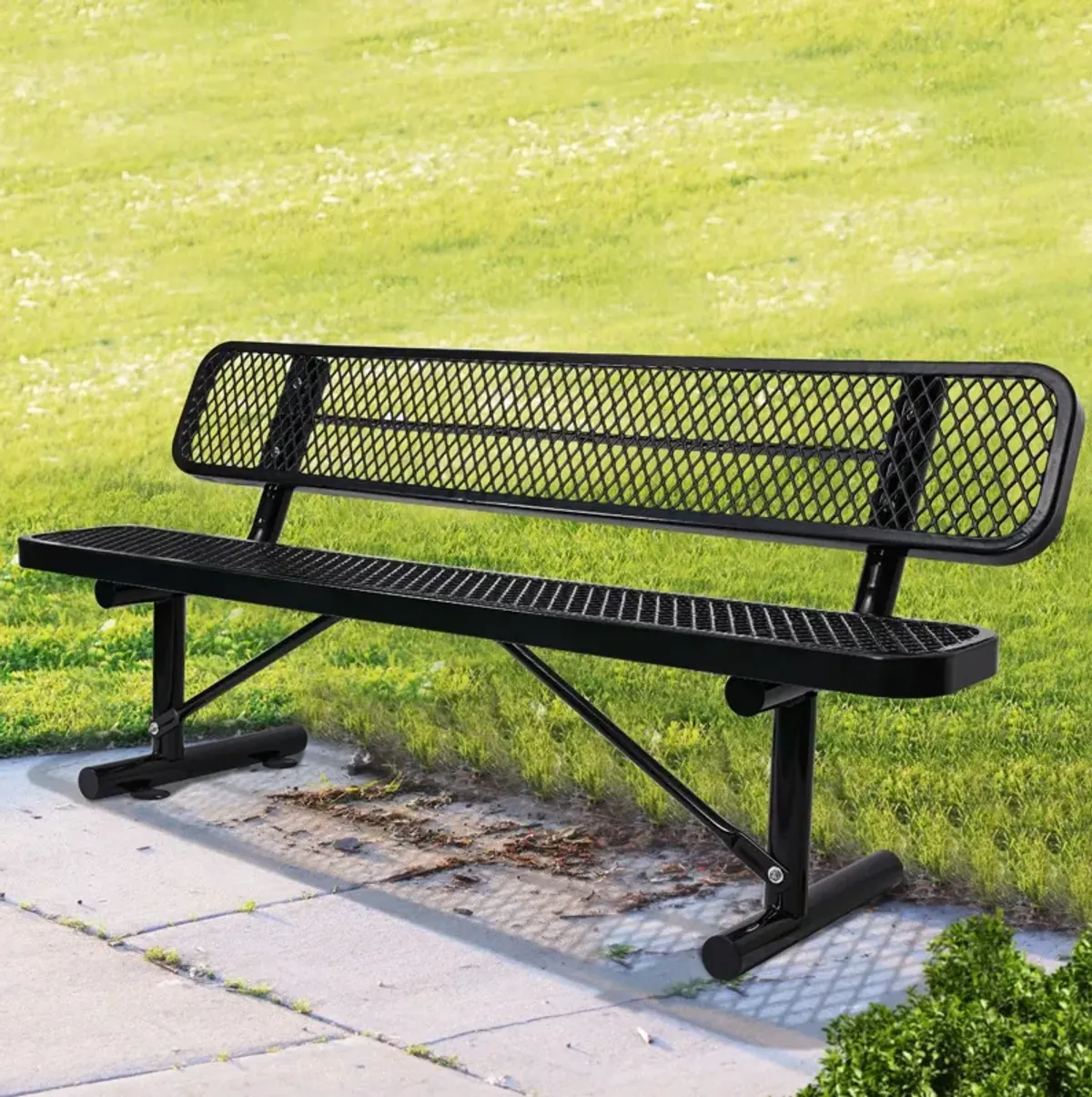 Outdoor Steel Bench With Backrest