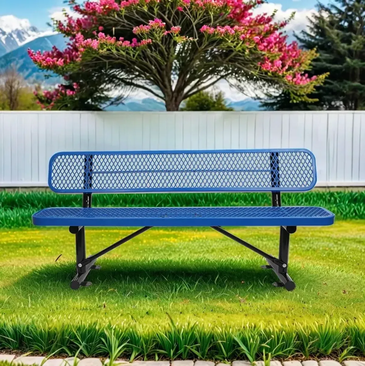 Outdoor Steel Bench With Backrest