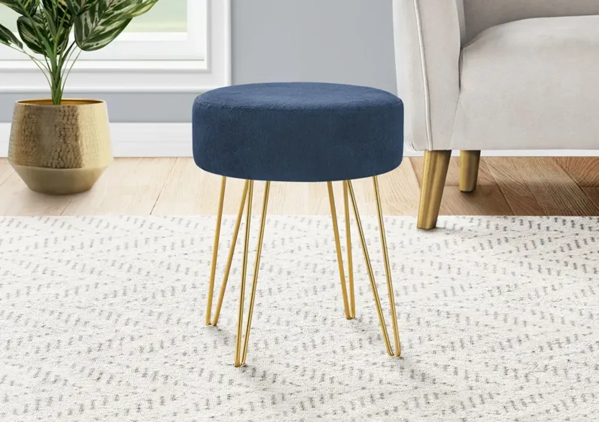 Ottoman, Pouf, Footrest, Foot Stool, Round Gold Metal Legs, Contemporary, Modern