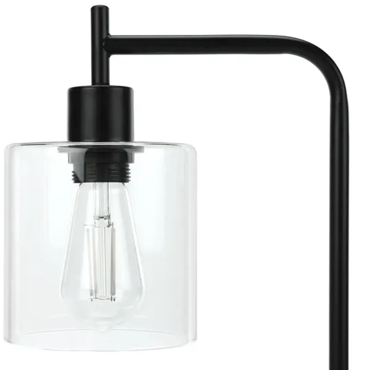 Lighting, Table Lamp, USB Port Included, Glass Shade, Modern - Black