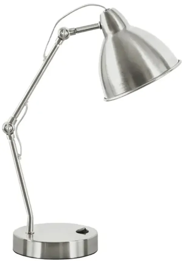 Lighting, Table Lamp, USB Port Included, Nickel Metal, Nickel Shade, Modern - Silver