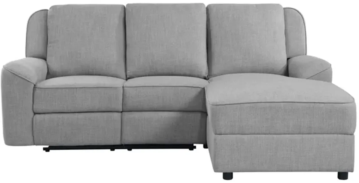 Destiny - Linen Sectional Sofa With Dropdown Table - Gray