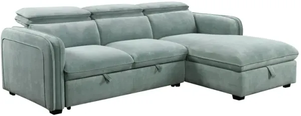 Zavala - Chenille Sectional Sofa With Sleeper & Storage - Light Green