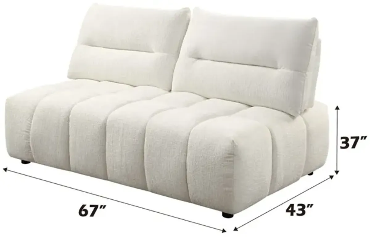 Loanna - Linen Modular Sectional With Chaise And Ottoman - Beige