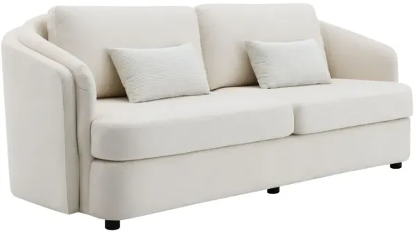 Mariko - Linen Sofa With 2 Toss Pillows - Beige