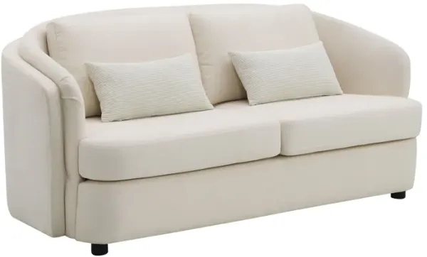 Mariko - Linen Loveseat With 2 Toss Pillows - Beige