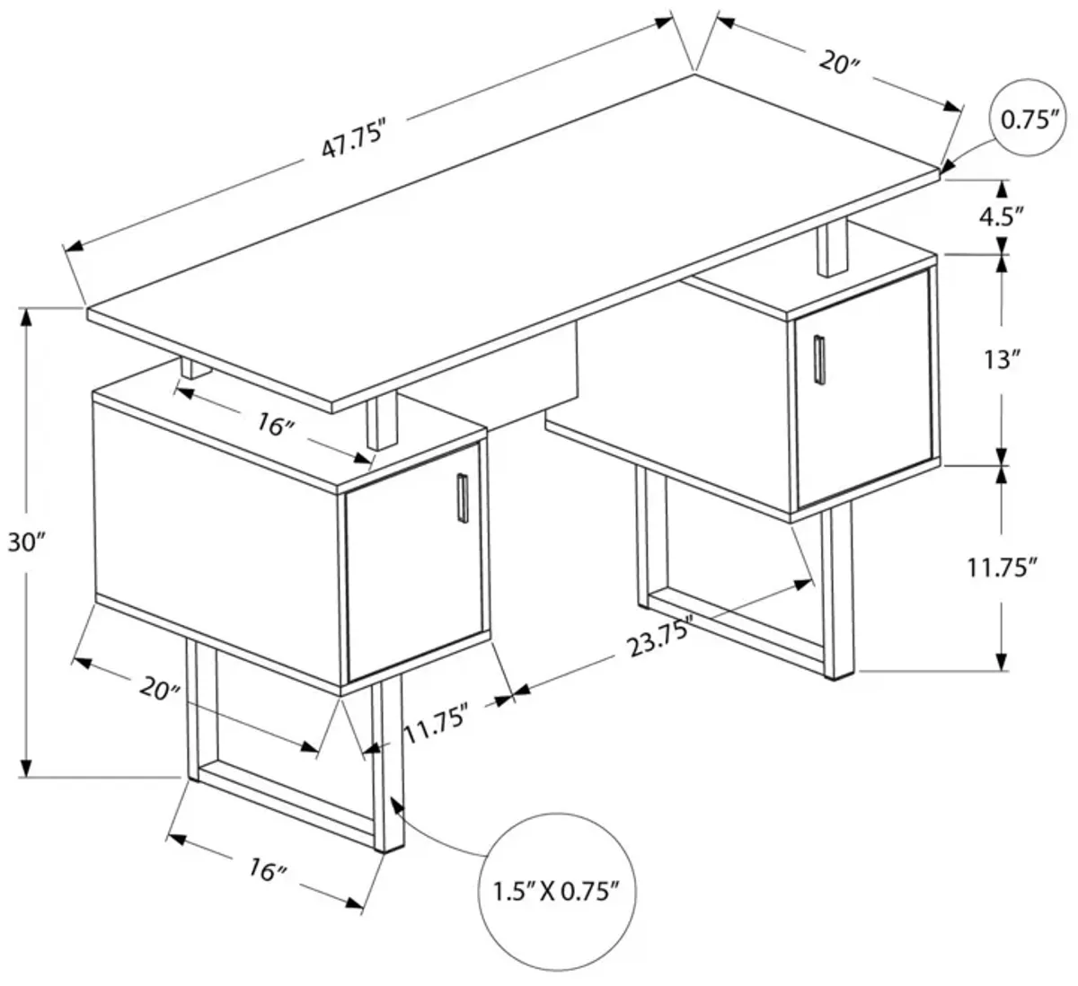 Computer Desk, Home Office, Laptop, Storage, Work, Contemporary, Modern