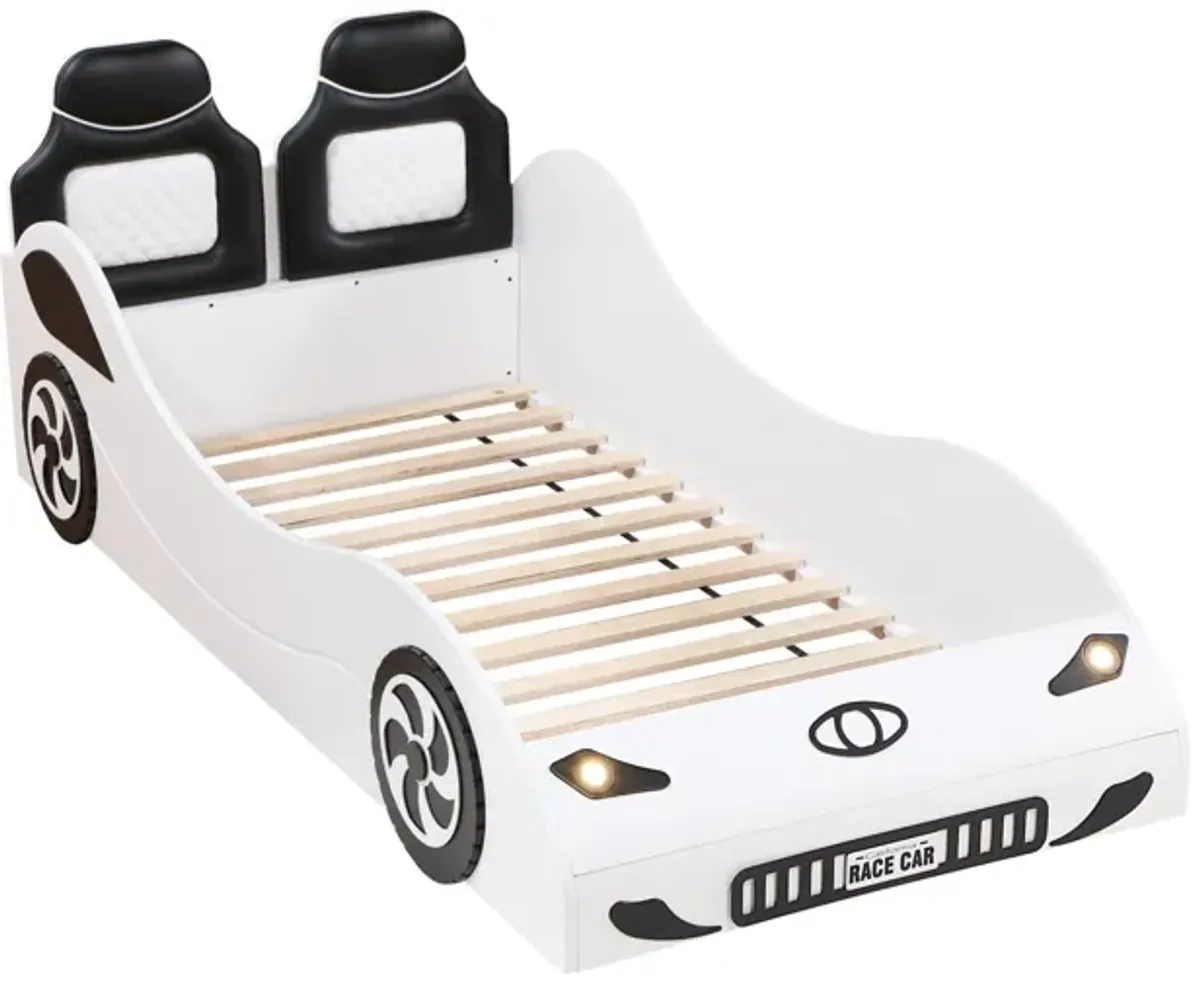 Colen - Twin Car Bed With LED - White