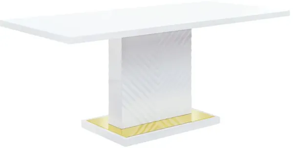 Gaines - High Gloss Dining Table With Pedestal Base - White