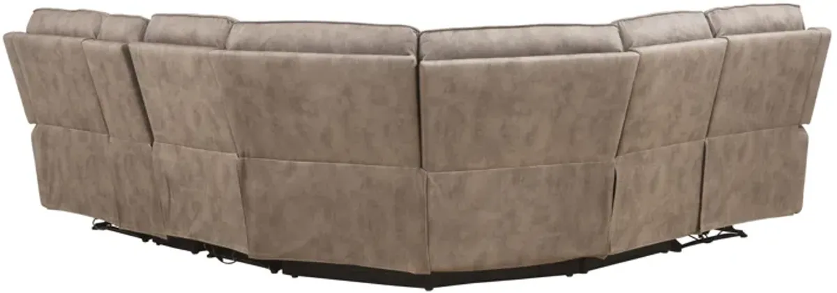 Olwen - Nubuck Power Recliner Sectional Sofa With USB Port - Mocha