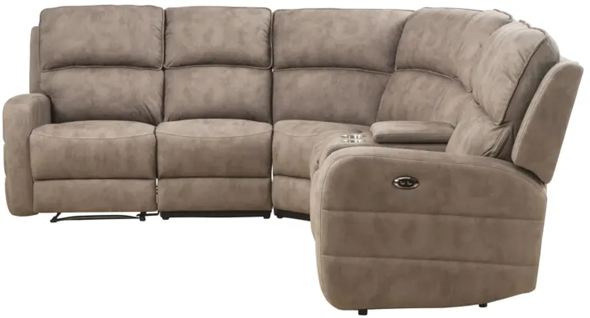 Olwen - Nubuck Power Recliner Sectional Sofa With USB Port - Mocha