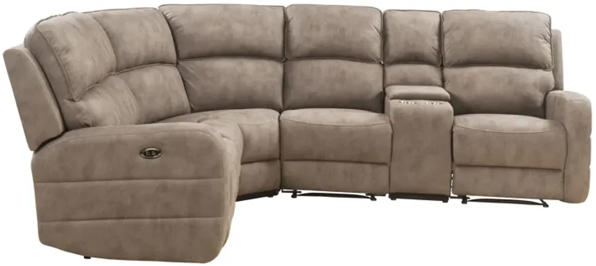 Olwen - Nubuck Power Recliner Sectional Sofa With USB Port - Mocha