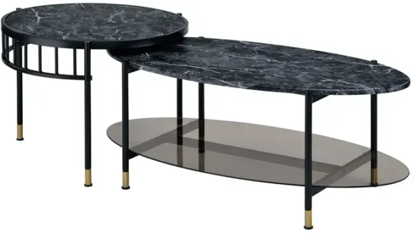 Silas - Engineered Stone Top Nesting Table - Black