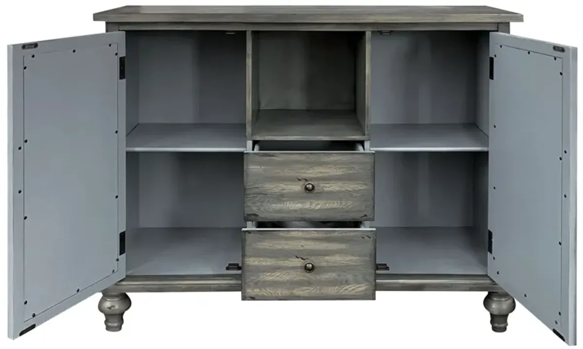 Velika - Weathered Console Table With 1 Open Compartment Storage - Gray