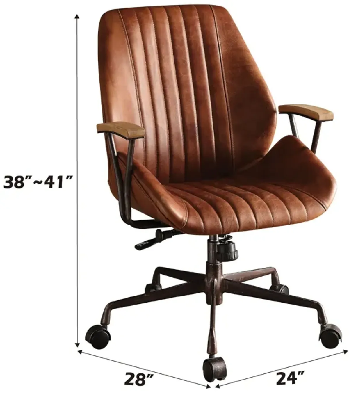 Brancaster - Aluminum Top Grain Leather Office Chair - Coffee