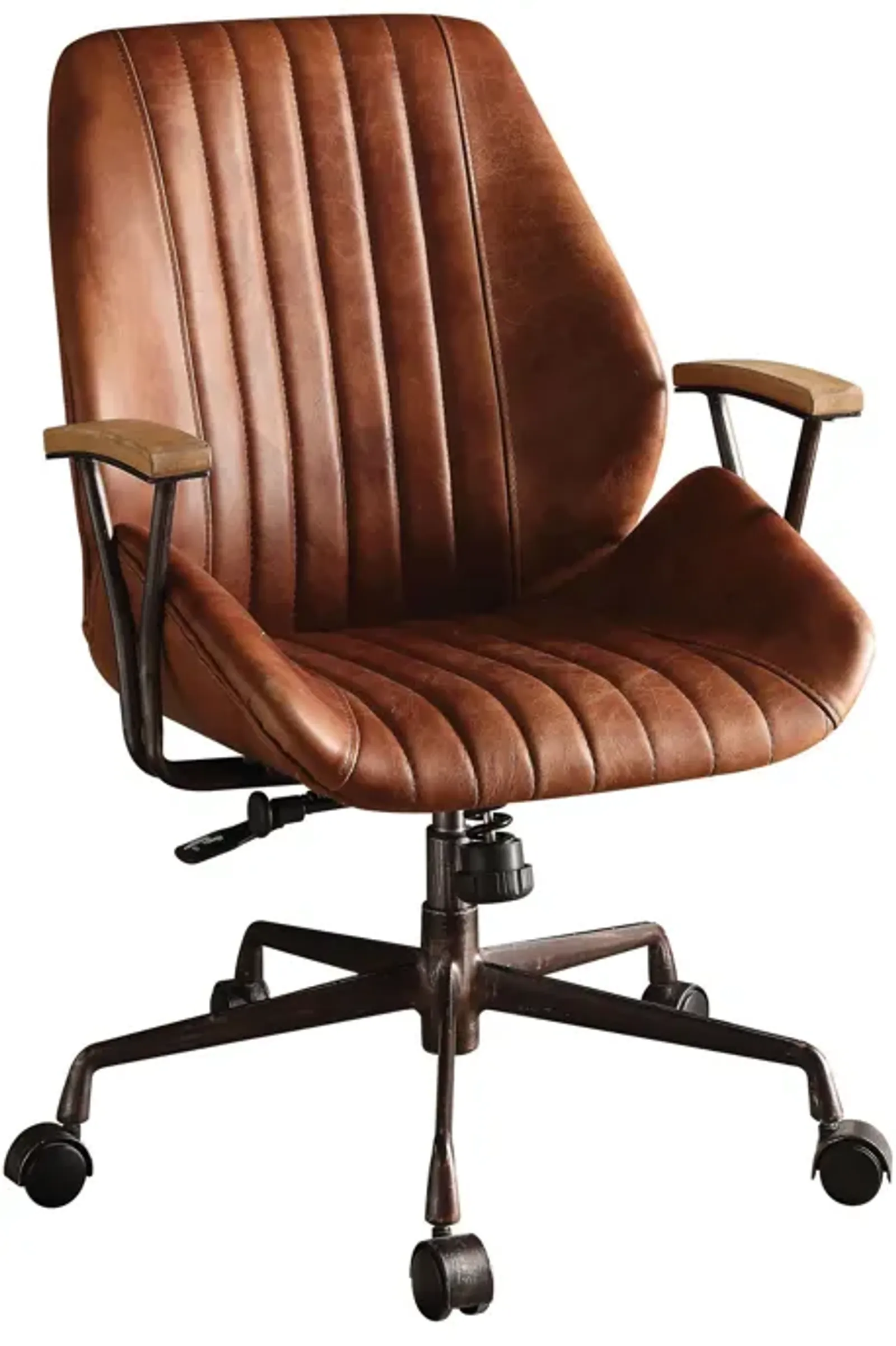 Brancaster - Aluminum Top Grain Leather Office Chair - Coffee