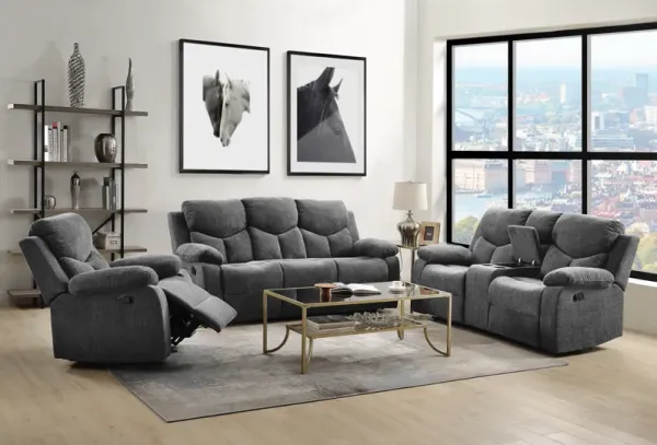 Kalen - Chenille 3 Piece Recliner Living Room Set - Gray