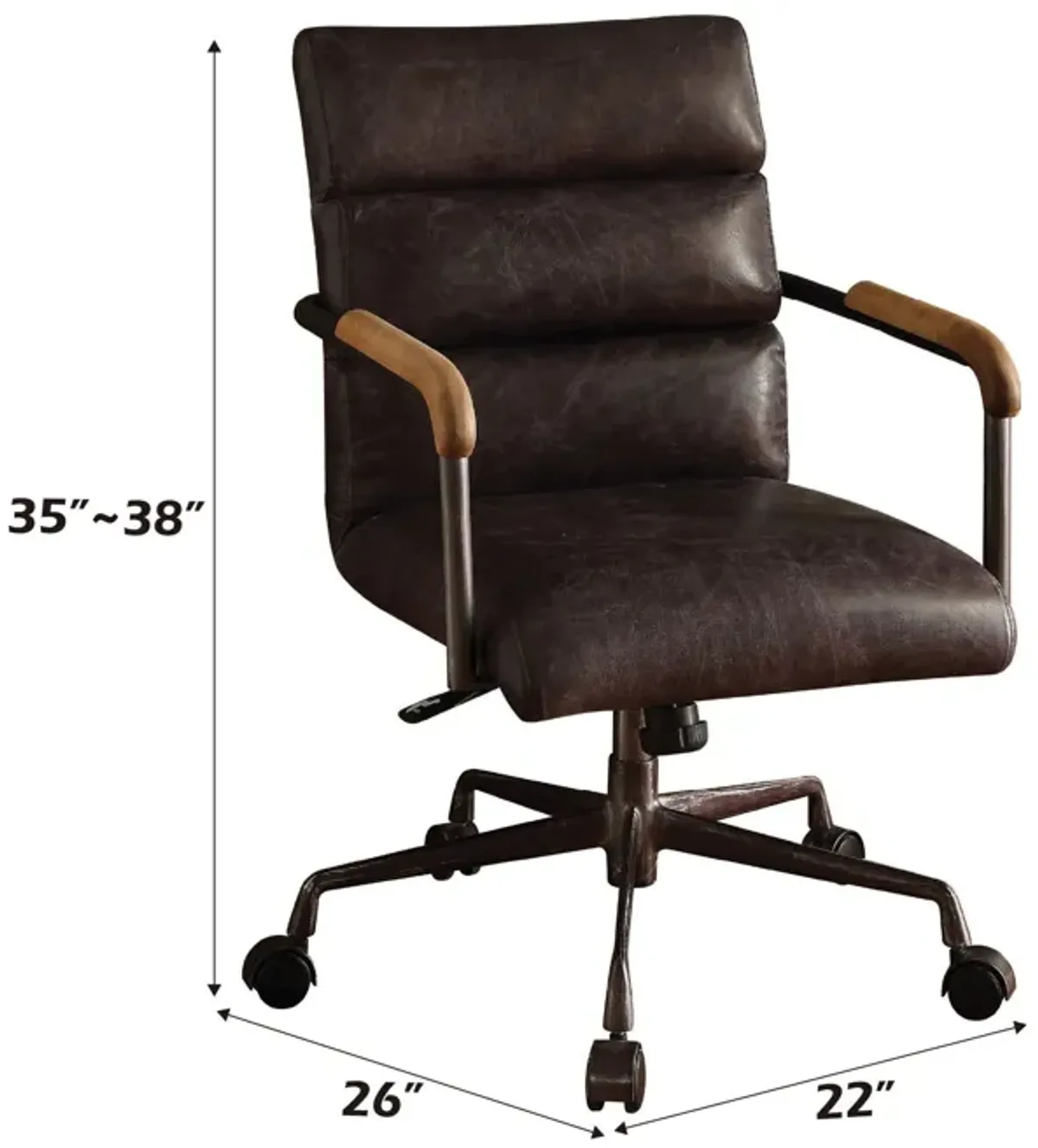 Harith - Antique Top Grain Leather Office Chair - Slate