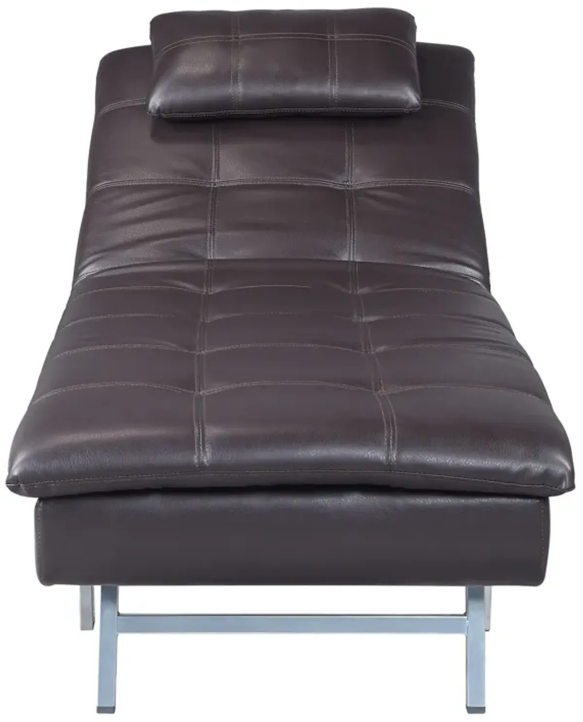 Padilla - Synthetic Leather Chaise Lounge With Pillow USB - Brown